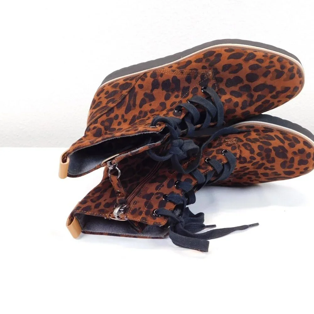 Dr Scholls Womens Leopard Print Zipper Lace Up Slip On Ankle Boots Sneakers 7M - Picture 9 of 11